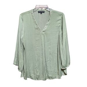 Catherine Malandrino Women's Green Rivoted Top